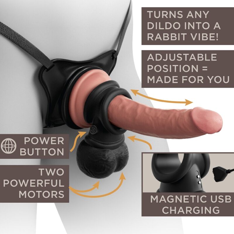 KING COCK - ELITE ANNEAU AVEC TESTICULE VIBRANT SILICONE