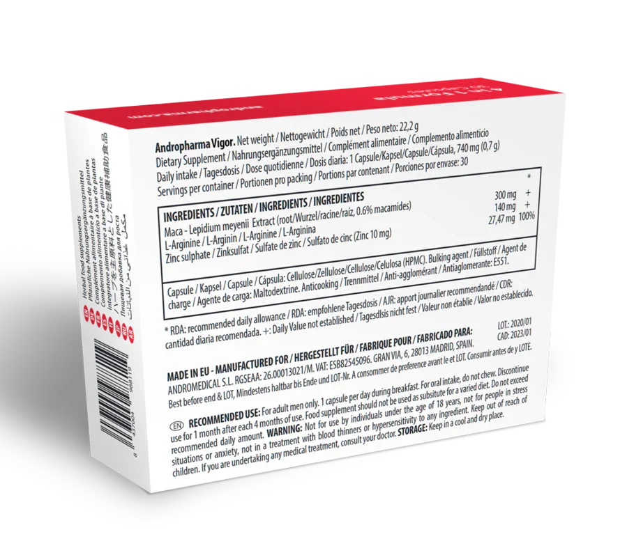 ANDROPHARMA VIGOR - SUPPLÉMENT AMÉLIORATION DE LA LIBIDO