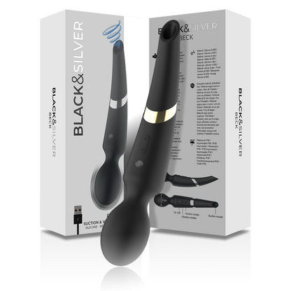 BLACK&SILVER - MASSEUR ET ASPIRATION RECHARGEABLE EN SILICONE BECK NOIR