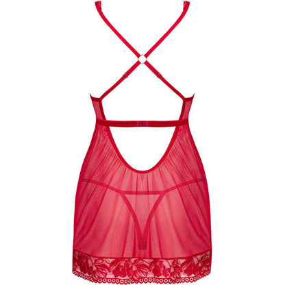 OBSESSIVE - LACELOVE BABYDOLL & TANGA ROUGE XS/S
