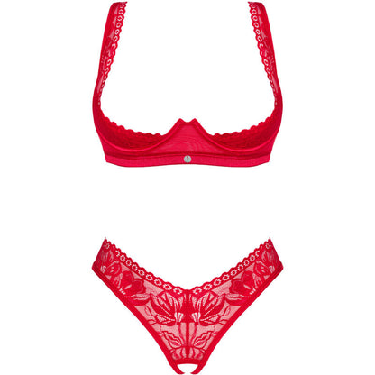OBSESSIVE - ENSEMBLE LACELOVE DEUX PIÈCES CUPLESS ROUGE XS/S