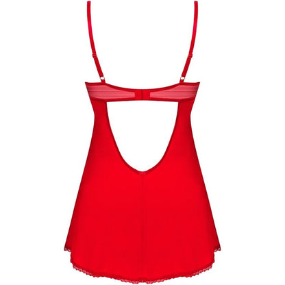 OBSESSIVE - CHEMISE & STRING INGRIDIA ROUGE XS/S
