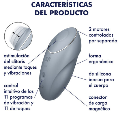SATISFYER - TAP & CLIMAX 1 VIBRATEUR LAY-ON ROUGE