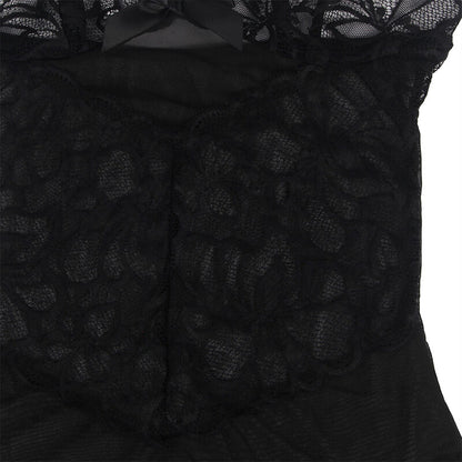 SUBBLIME - BABYDOLL  BRETELLES RÉGLABLES ET DENTELLE TRANSPARENTE IMPRIMÉ FLORAL NOIR S/M