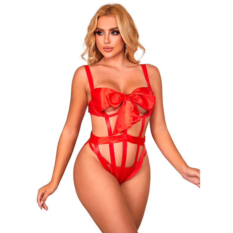 SUBBLIME - 954475 BODY SEXY AJOURÉ AVEC NOEUD ROUGE L/XL